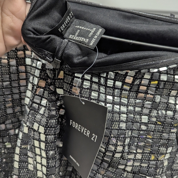 Forever 21 Gunmetal Sequin Mirror Mini Tube Dress NWT Size Large - Picture 4 of 5